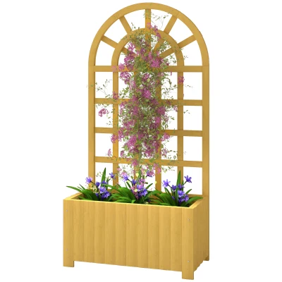Jardinière à treillis cintré en bois, 60 × 30 cm, hauteur 120 cm