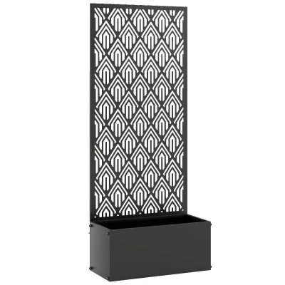 Jardinière à treillis métal, motif géométrique, 45 × 21,5 cm, hauteur 110 cm