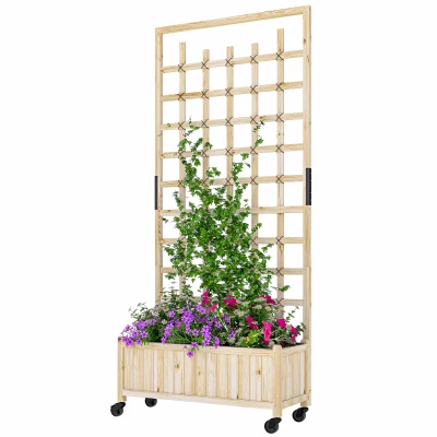Jardinière à treillis sur roulettes en bois, 82,5 × 35 cm, hauteur 186 cm