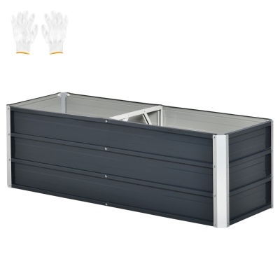 Jardinière en acier gris anthracite 125 × 47 cm, hauteur 40 cm