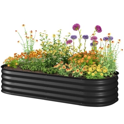 Jardinière en acier noir 150 × 62 cm, hauteur 30 cm