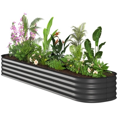 Jardinière modulable en acier gris foncé 240 × 62 cm, hauteur 30 cm