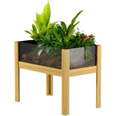 Jardinière surélevée en bois avec panneaux transparents, 75 × 46 cm, hauteur 60,5 cm