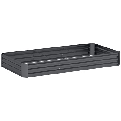Très grand carré potager en acier gris foncé 240 × 120 cm, hauteur 30 cm
